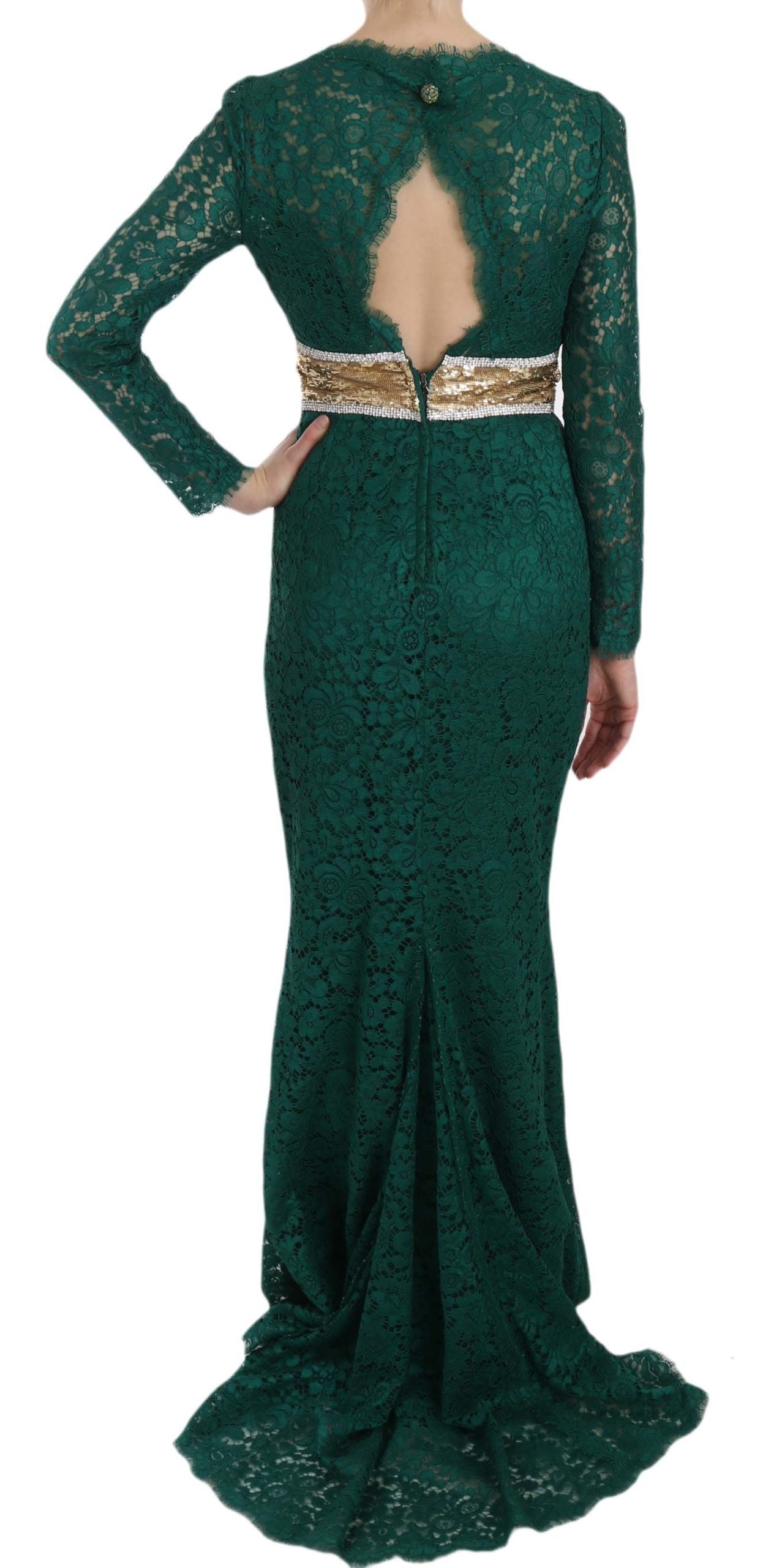 Emerald Elegance Lange Mouw Vloer-Lengte Jurk