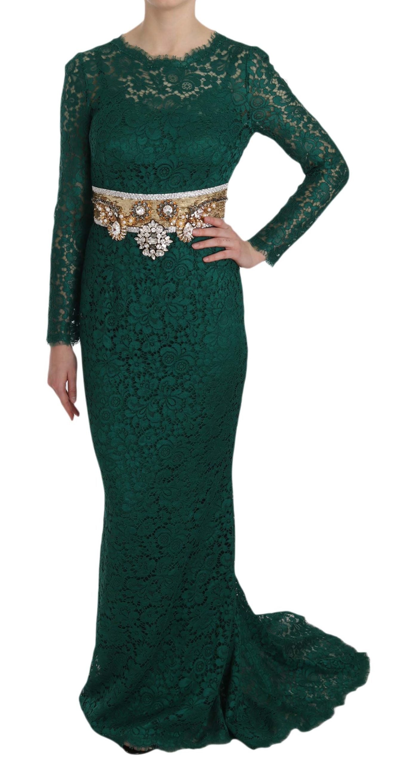 Emerald Elegance Lange Mouw Vloer-Lengte Jurk