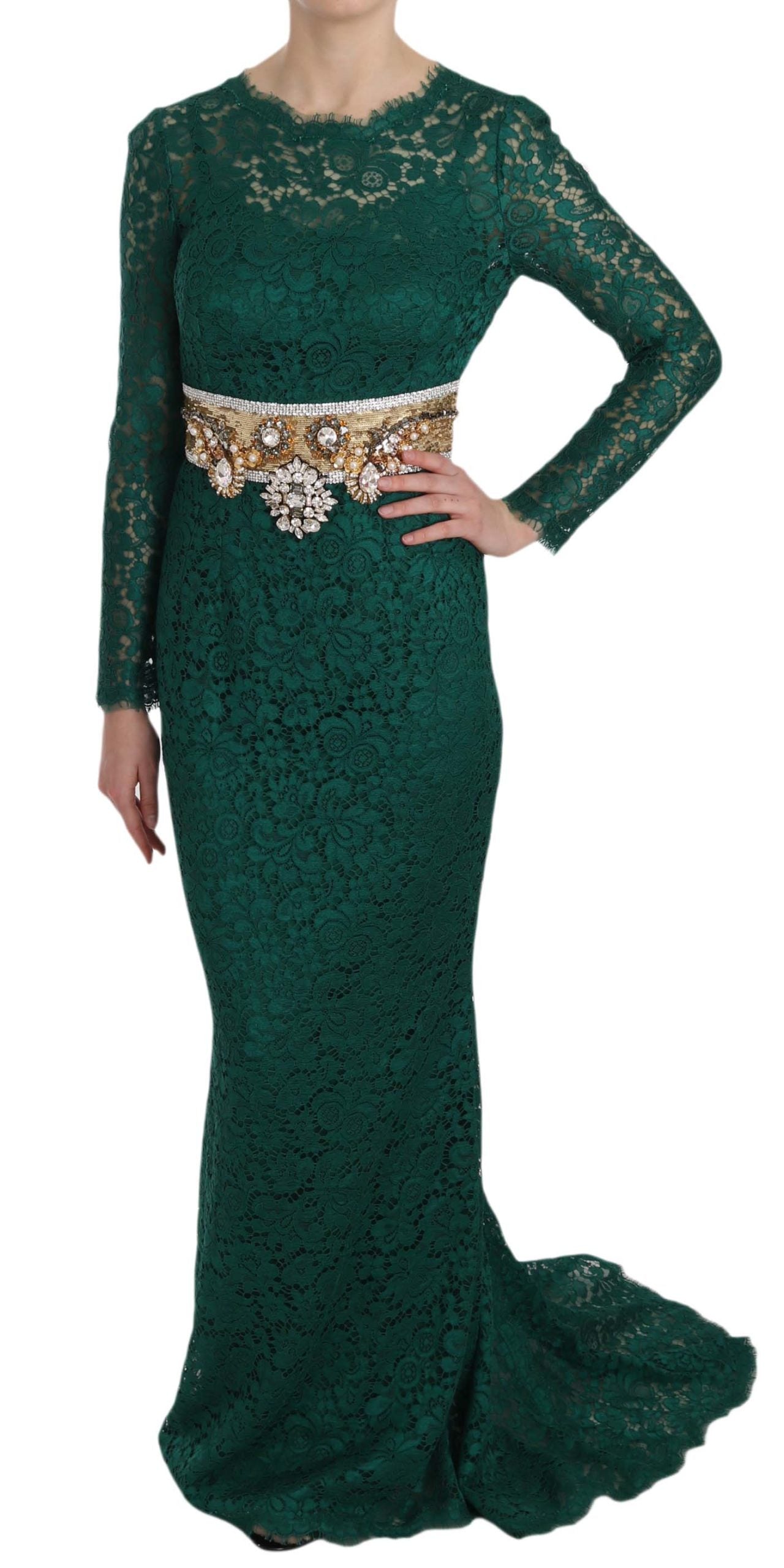 Emerald Elegance Lange Mouw Vloer-Lengte Jurk