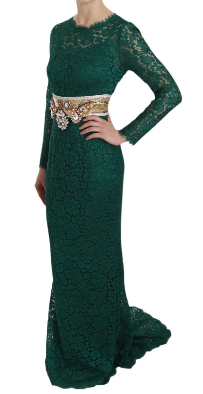 Emerald Elegance Lange Mouw Vloer-Lengte Jurk