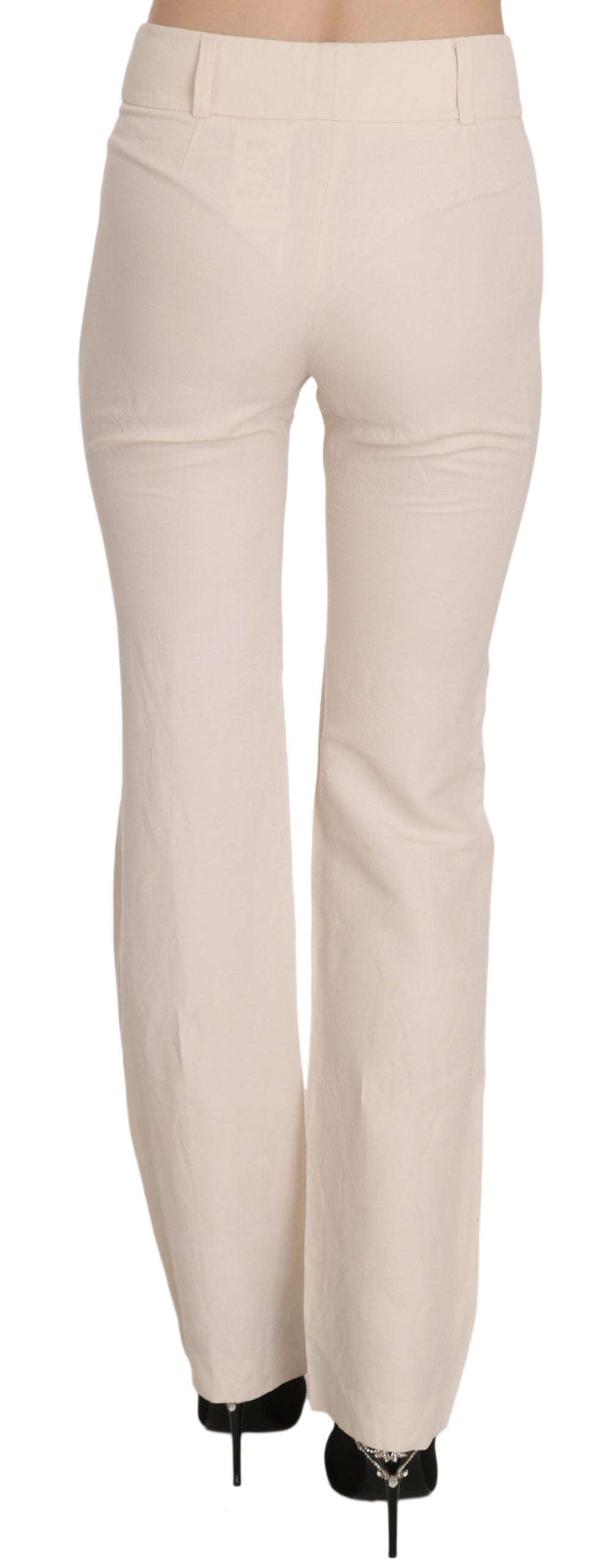 Verhoogde witte hoge taille flared broek