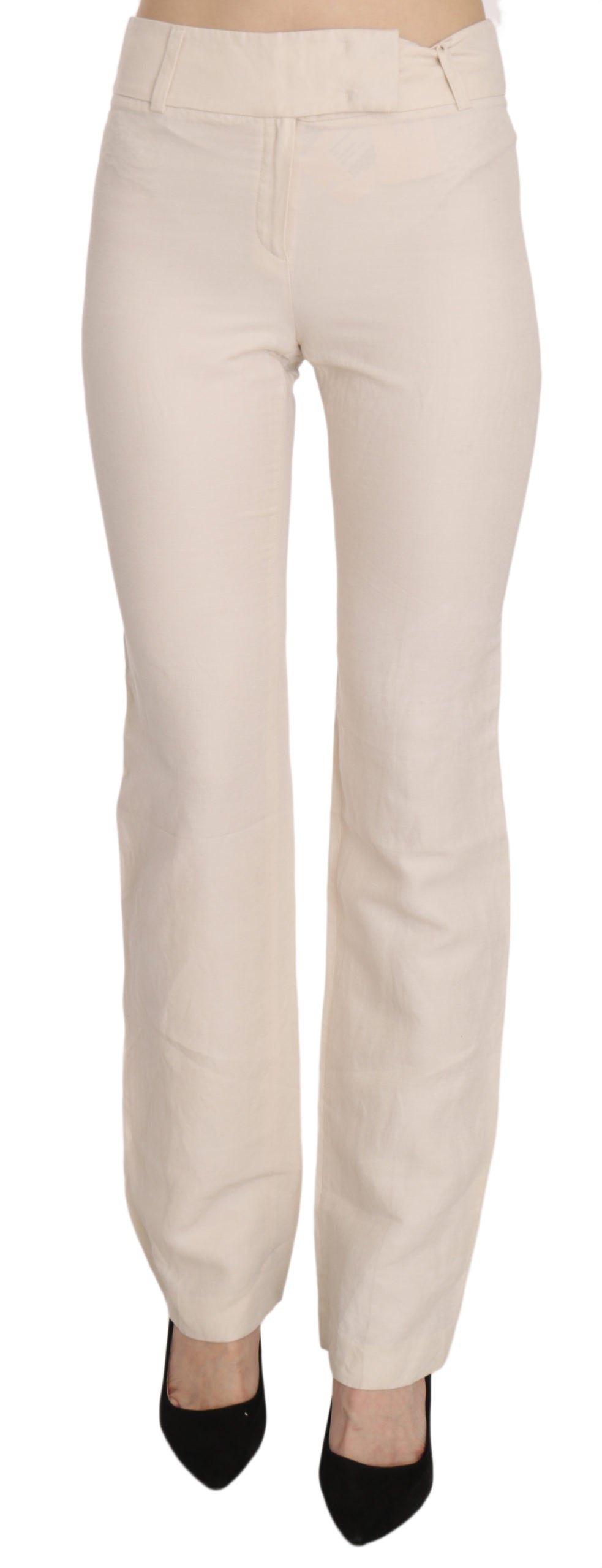 Verhoogde witte hoge taille flared broek