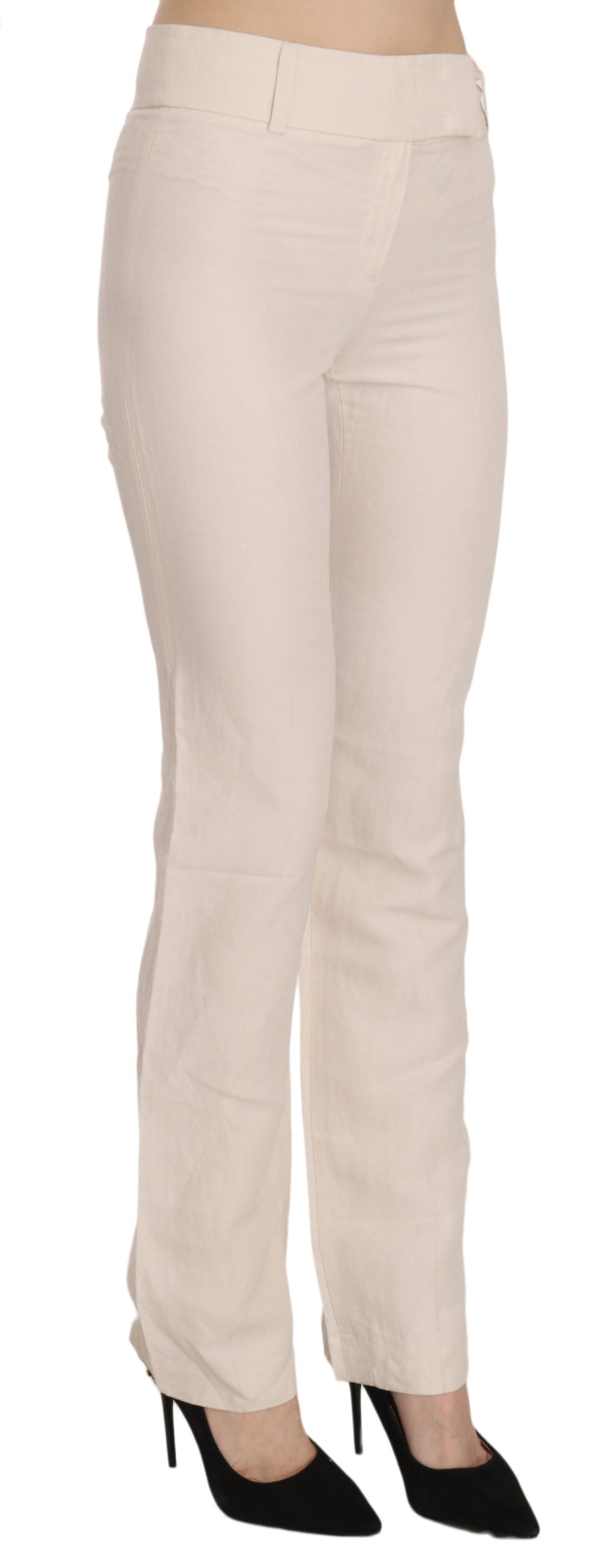 Verhoogde witte hoge taille flared broek