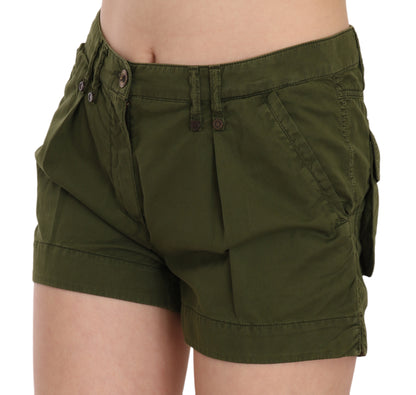 Smaragdgroene katoenen shorts met middelhoge taille