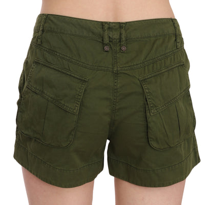 Smaragdgroene katoenen shorts met middelhoge taille