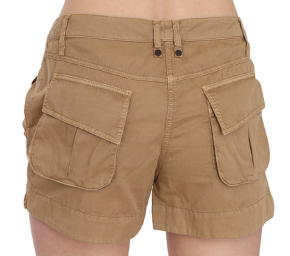 Chique bruine mid waist mini shorts