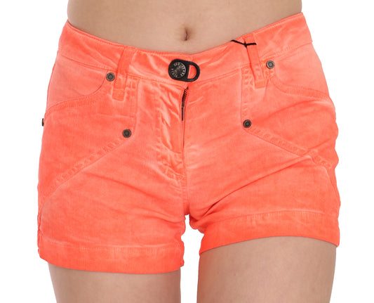 Chique oranje mid waist mini shorts