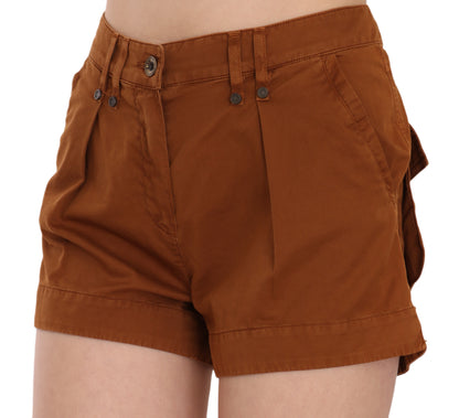 Chique bruine mid waist mini shorts