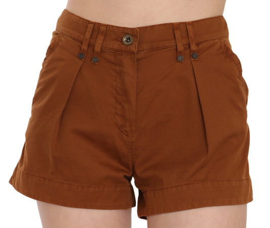 Chique bruine mid waist mini shorts