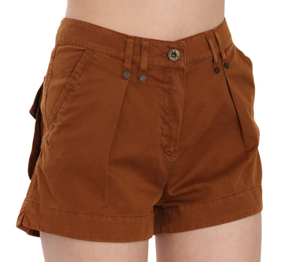 Chique bruine mid waist mini shorts