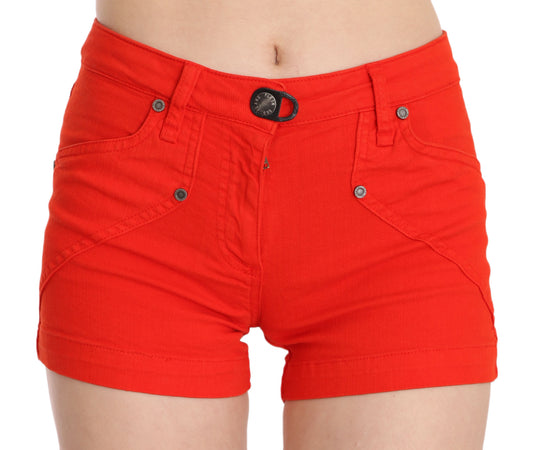 Chique mid waist mini shorts in fel oranje