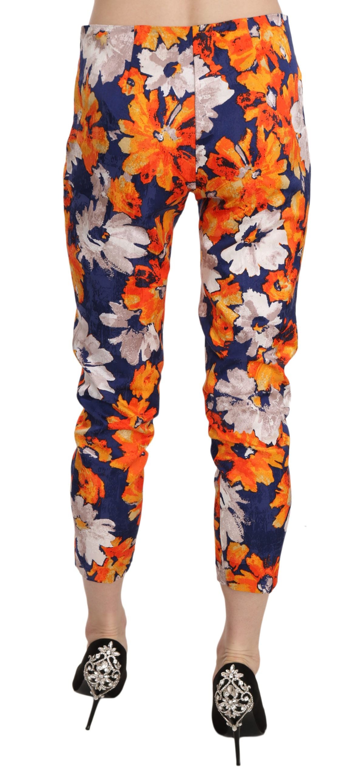 Skinny broek met bloemenprint en middelhoge taille