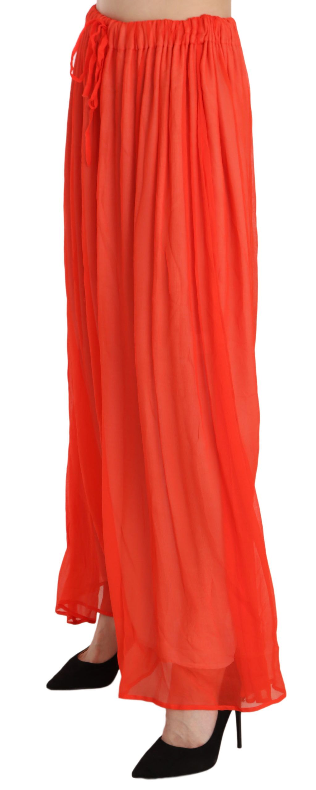 Elegante oranje geplooide maxi-rok