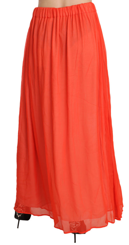 Elegante oranje geplooide maxi-rok