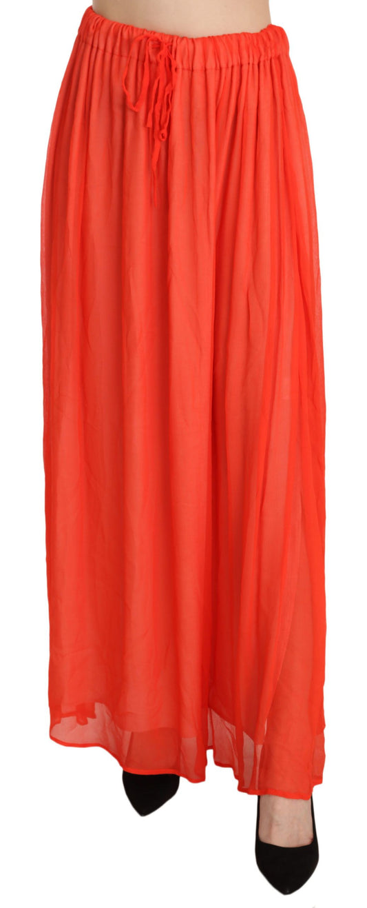 Elegante oranje geplooide maxi-rok