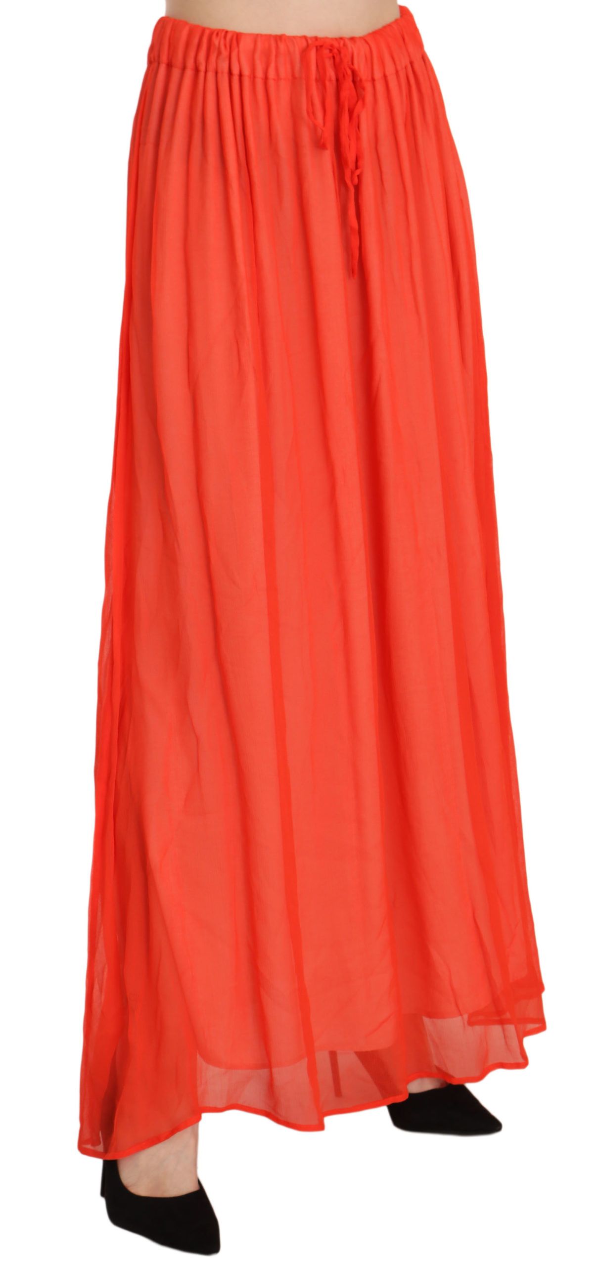 Elegante oranje geplooide maxi-rok