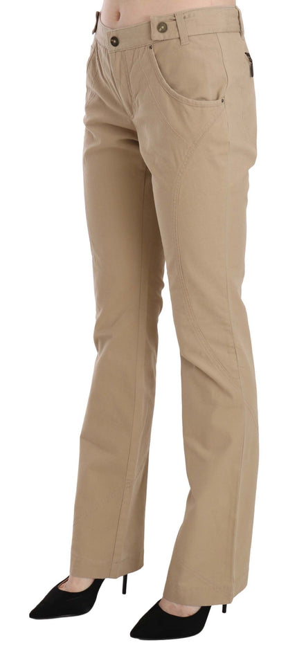 Beige broek met rechte pijpen en middelhoge taille