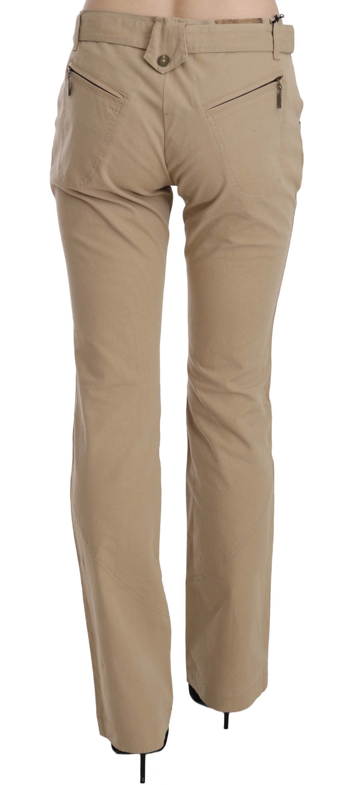 Beige broek met rechte pijpen en middelhoge taille