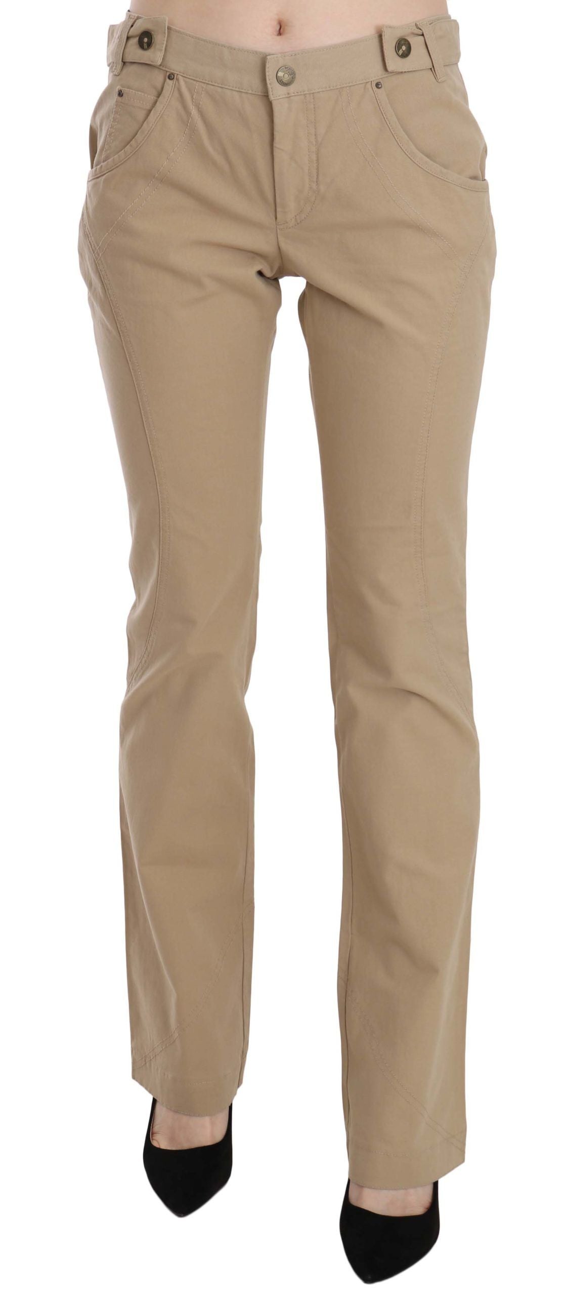 Beige broek met rechte pijpen en middelhoge taille