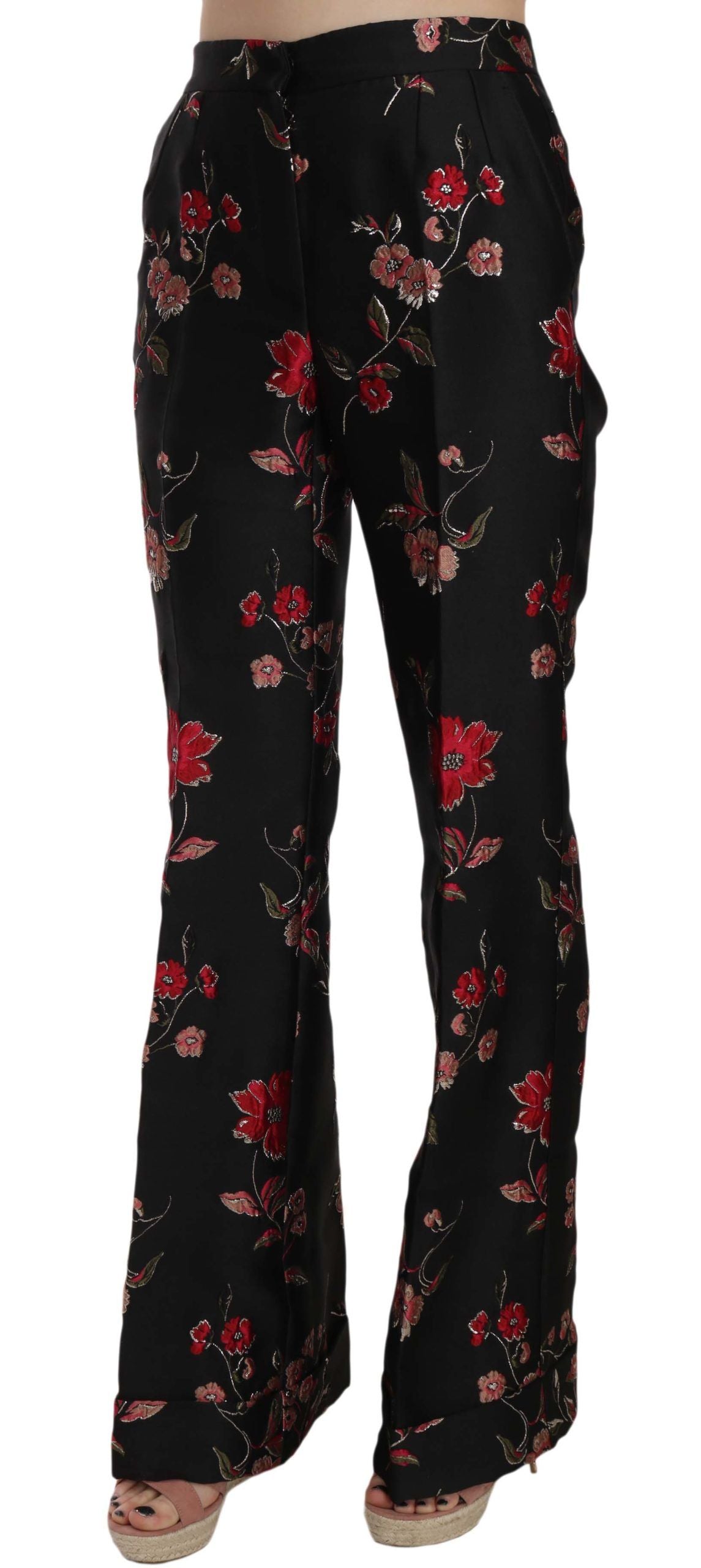 Elegante bloemenprint bootcut broek