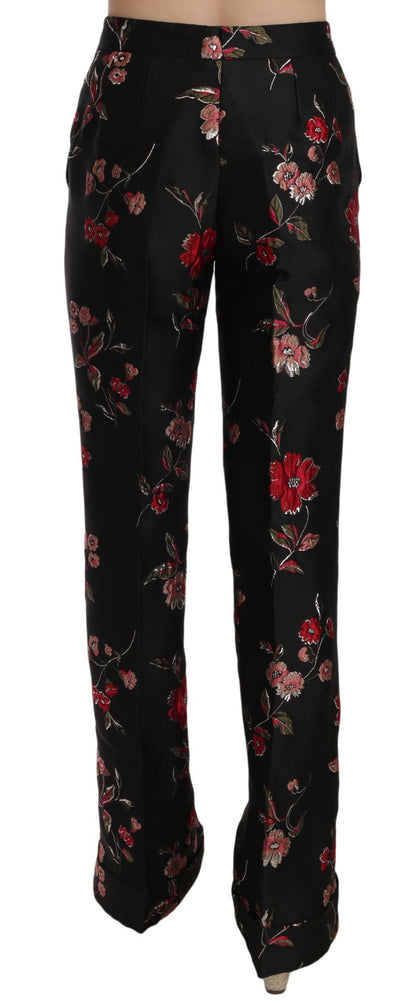 Elegante bloemenprint bootcut broek