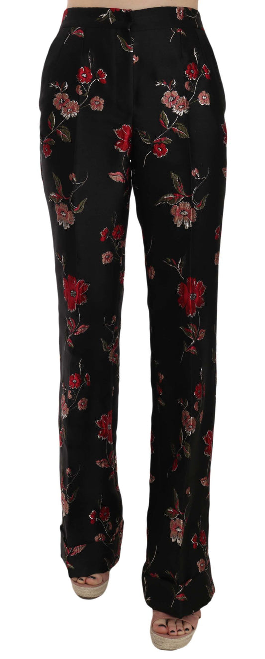 Elegante bloemenprint bootcut broek