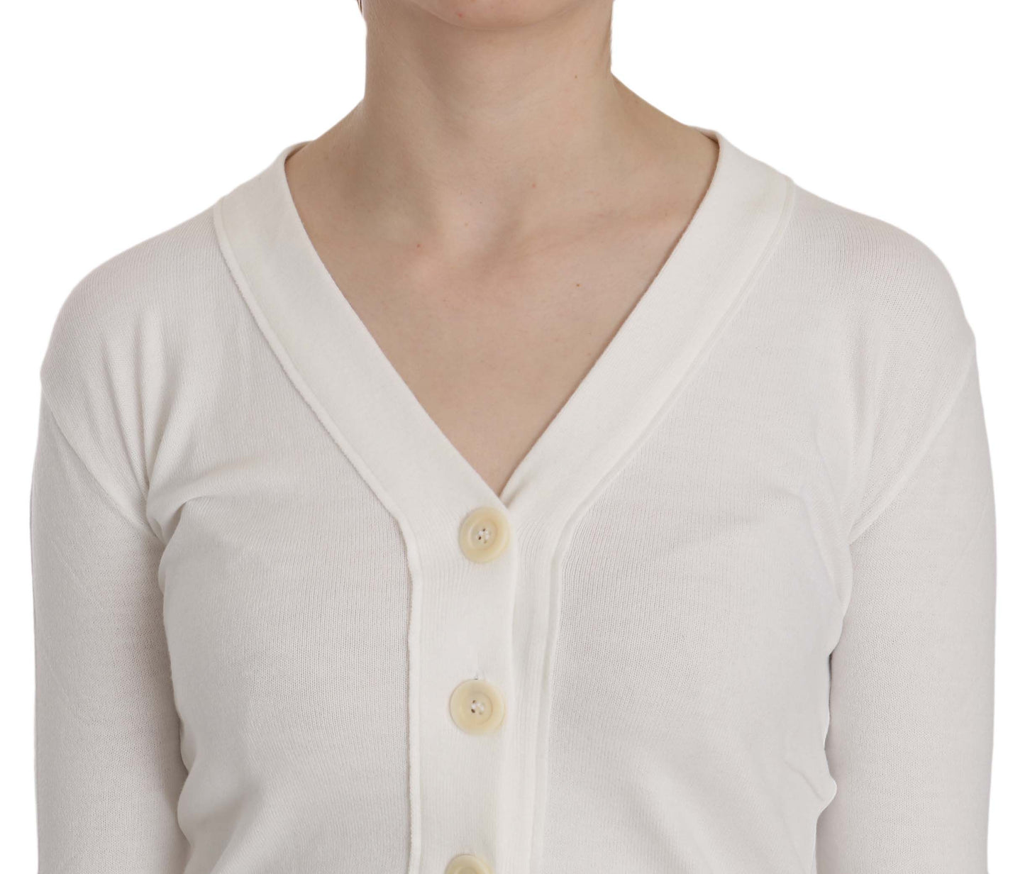 Elegante witte V-hals cropped cardigan blouse