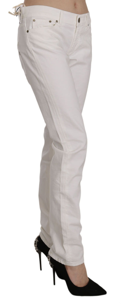 Chique witte skinny broek van katoenmix