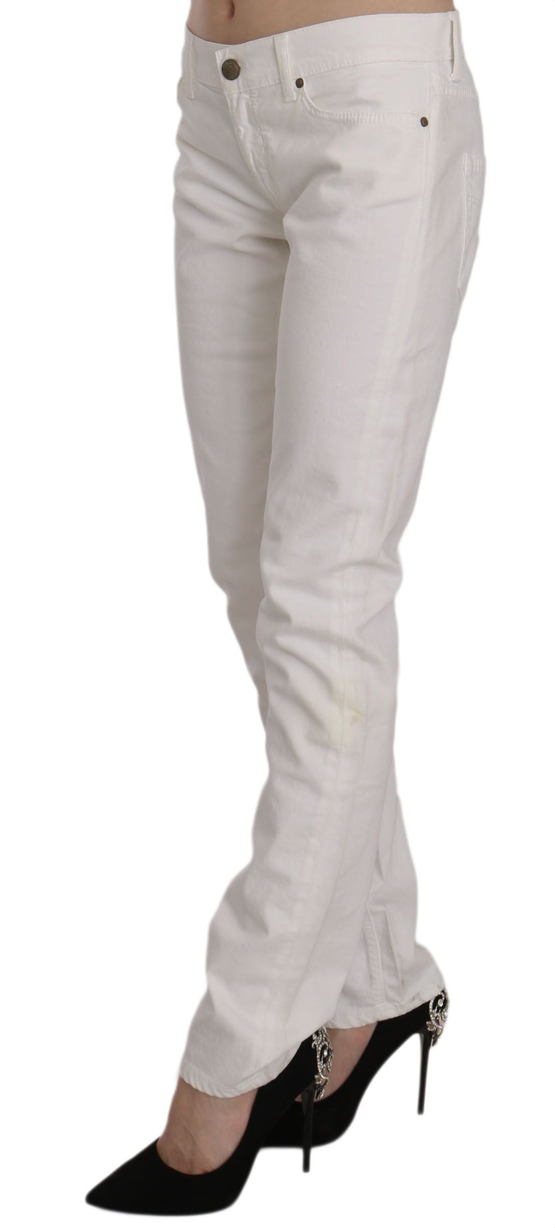 Chique witte skinny broek van katoenmix