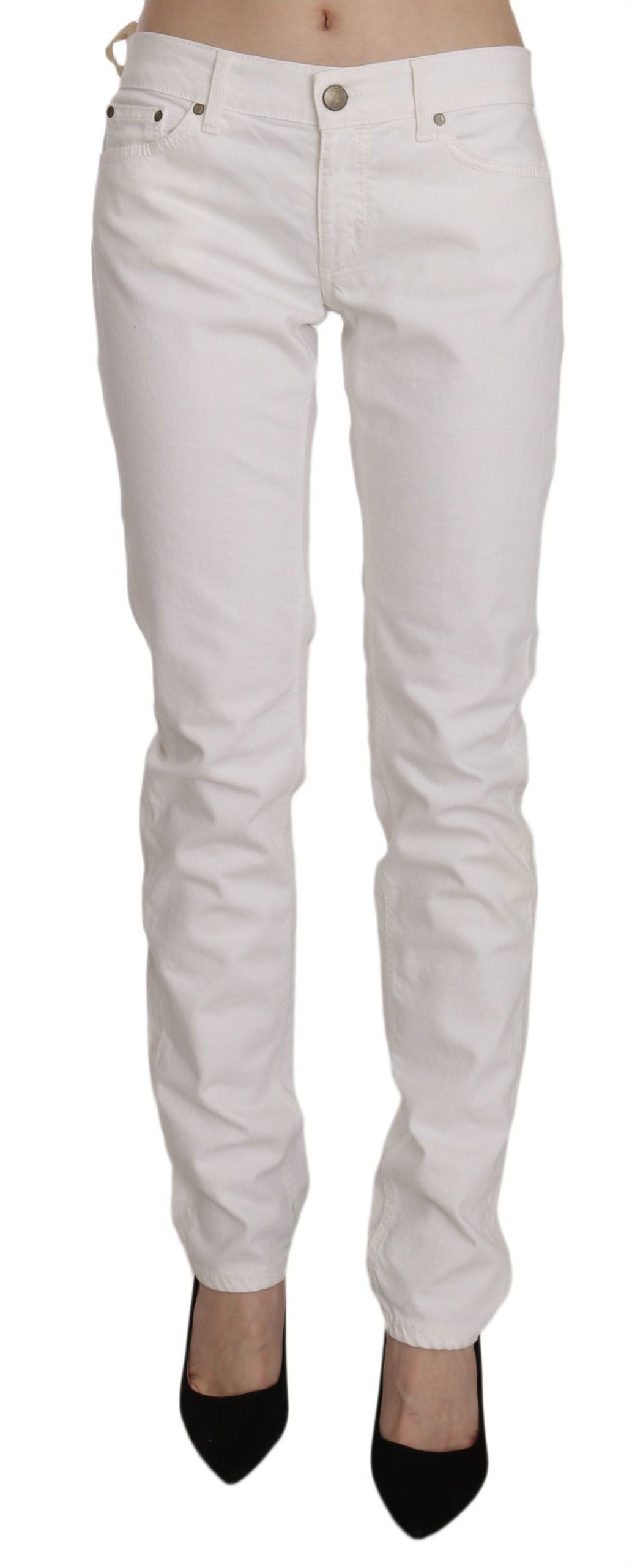 Chique witte skinny broek van katoenmix