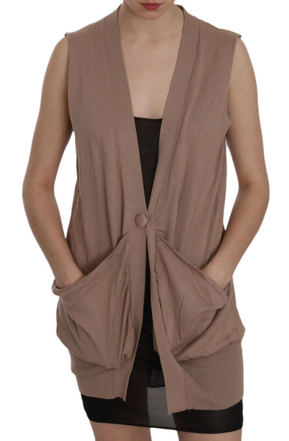 Chic mouwloos katoenen vest - elegant bruin