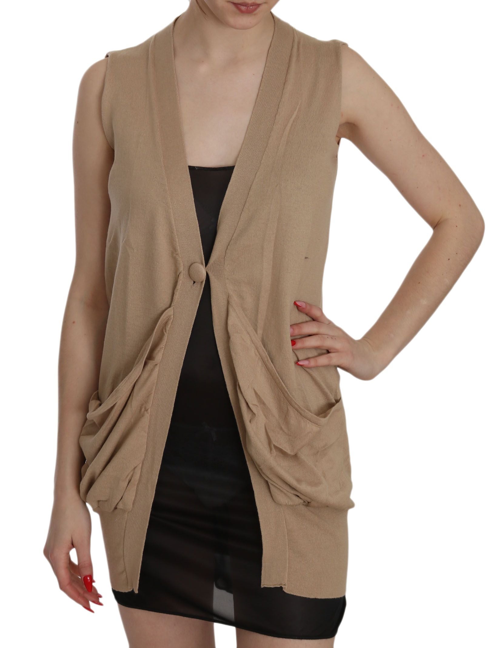 Elegante mouwloze katoenen cardigan top