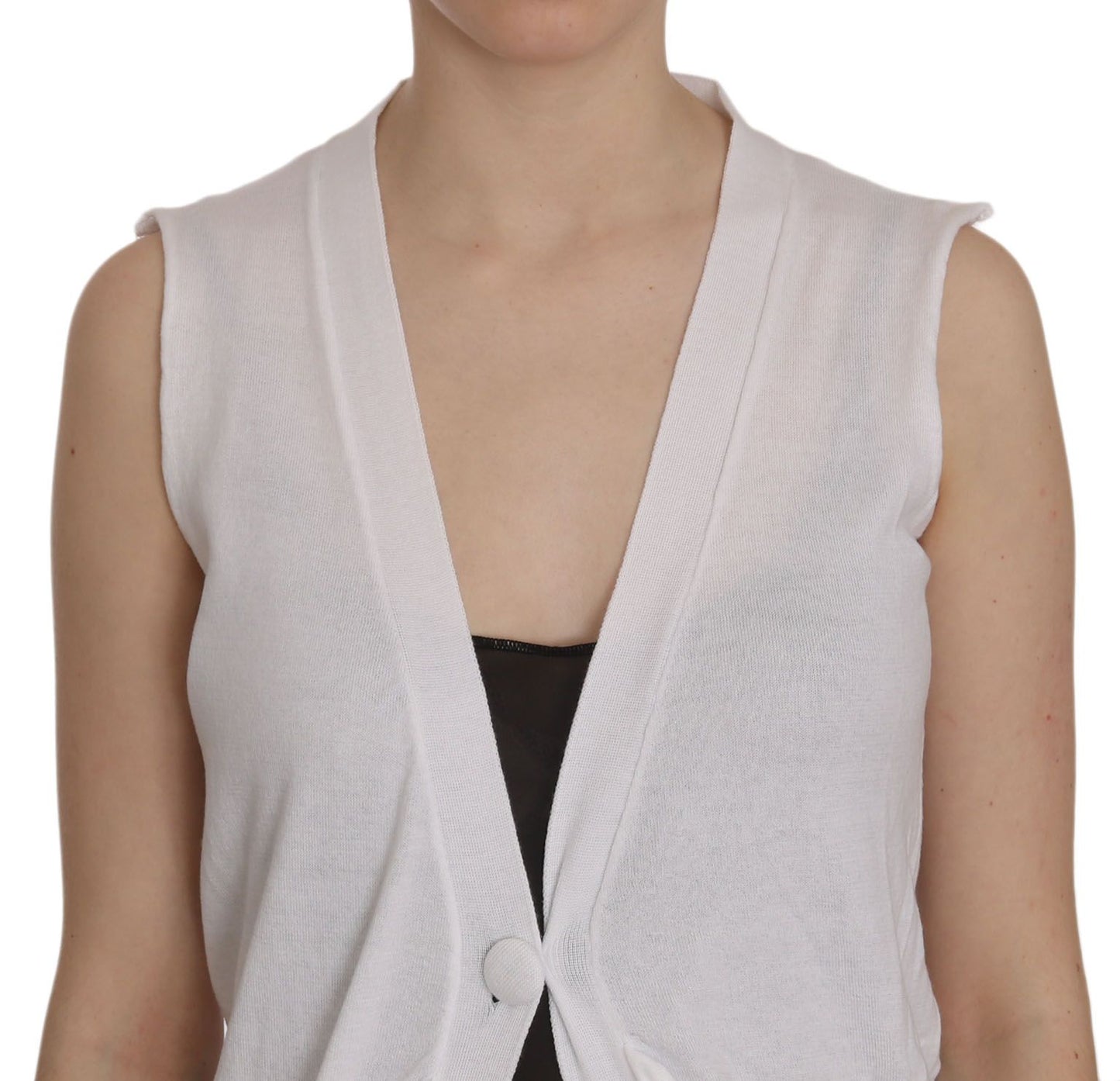 Elegant mouwloos katoenen vest in ongerept wit