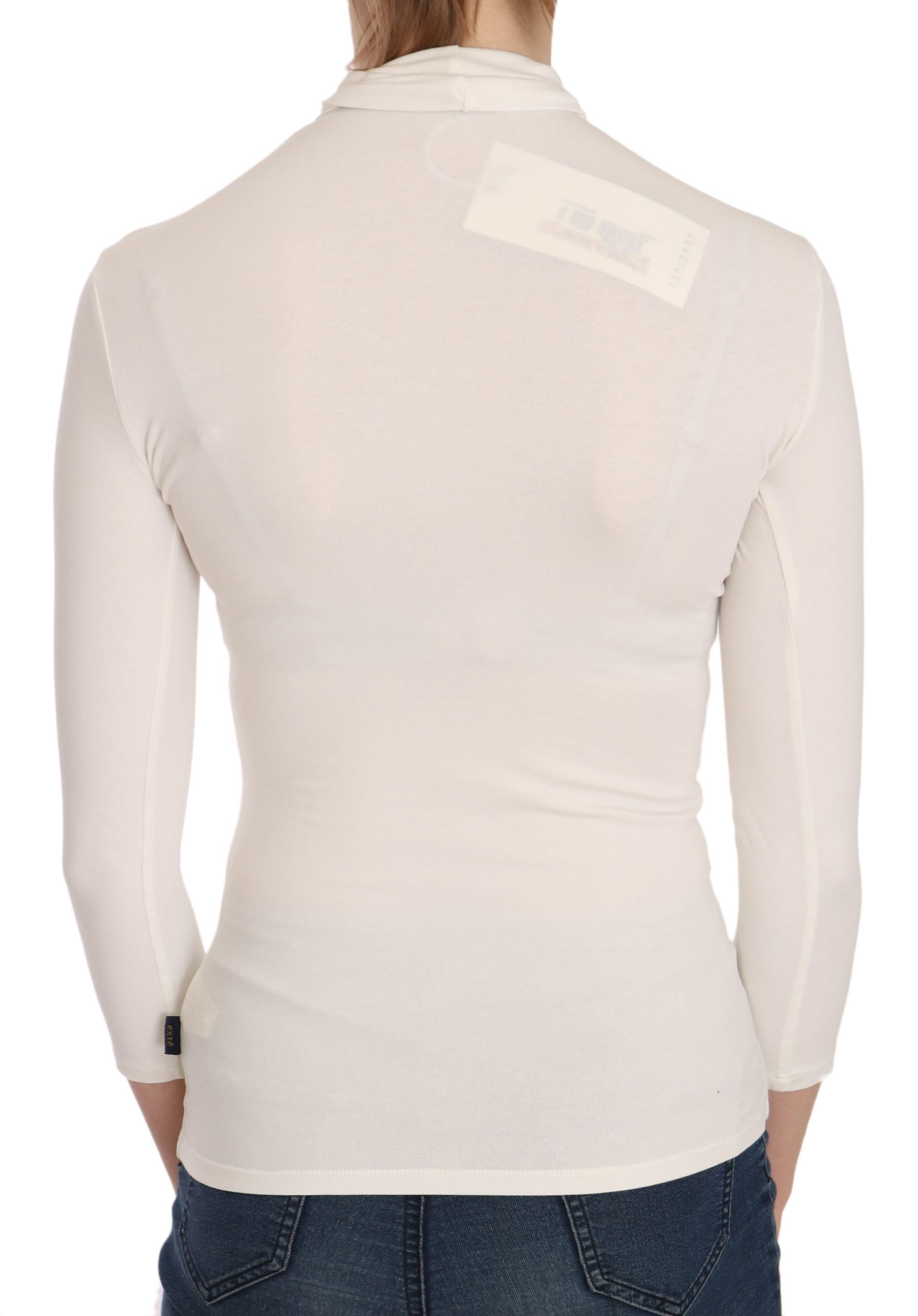 Elegante witte top met lange mouwen en ronde hals