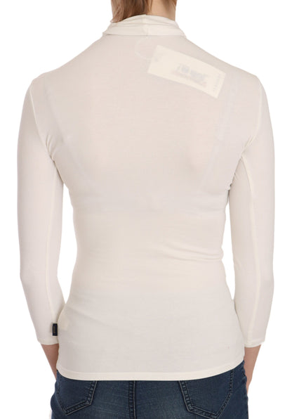 Elegante witte top met lange mouwen en ronde hals