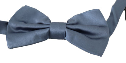 Elegant Blue Silk Bow Tie