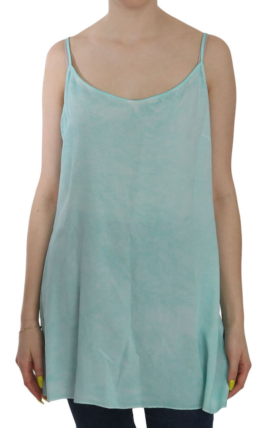 Elegant Spaghetti Strap Sleeveless Blue Top