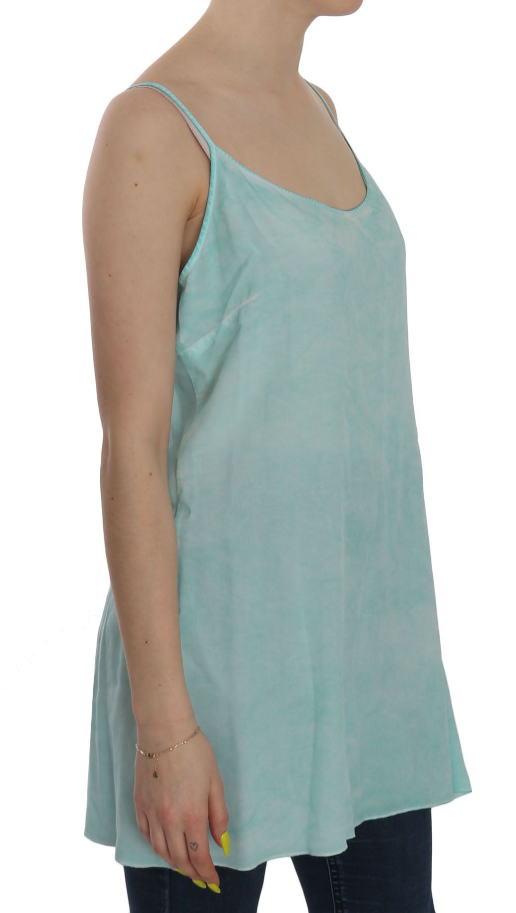 Elegant Spaghetti Strap Sleeveless Blue Top