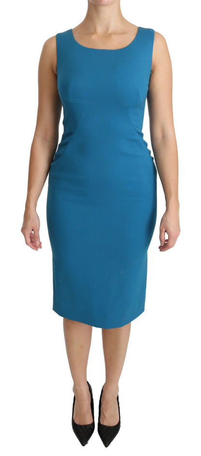 Elegant Sheath Knee-Length Wool Dress