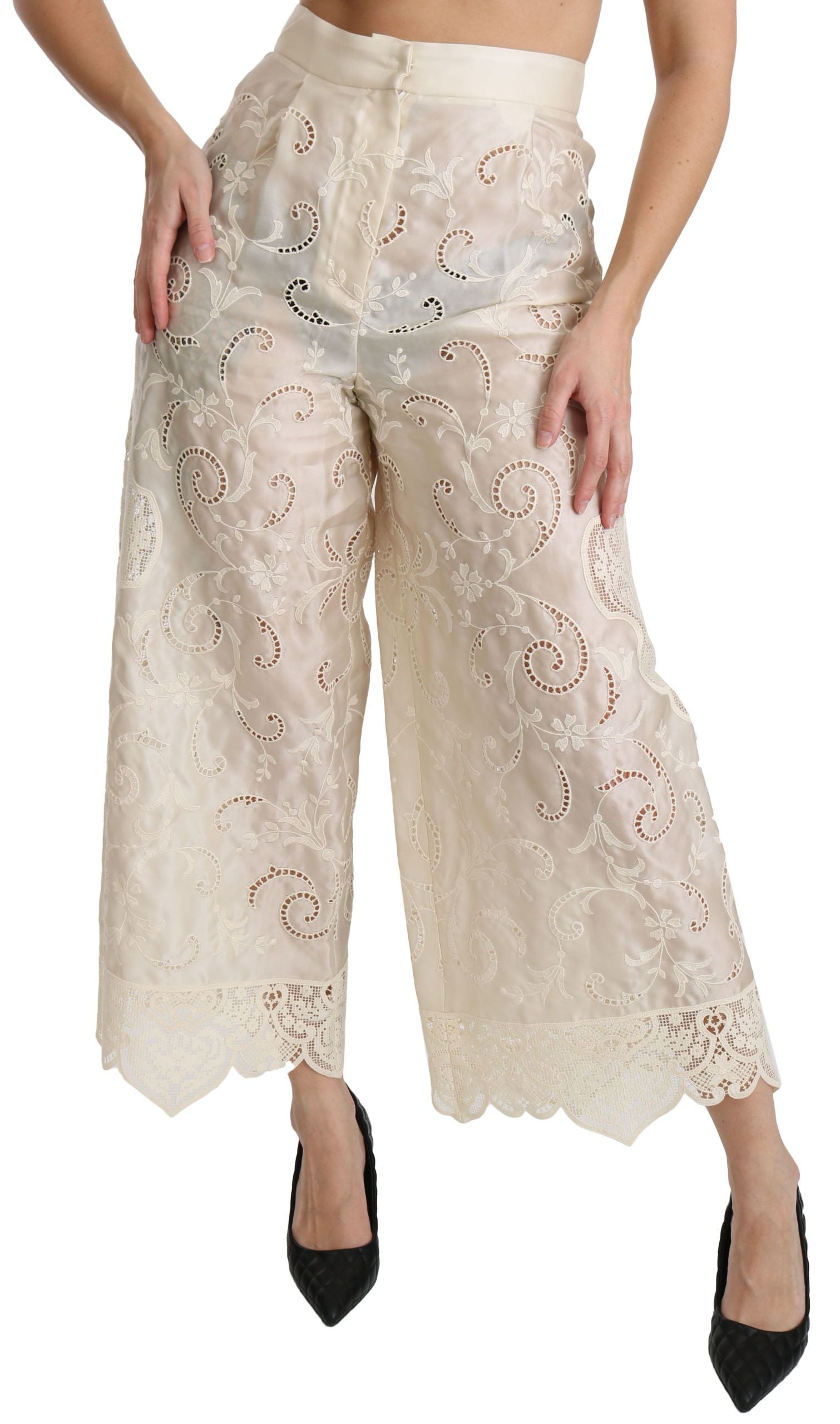 Elegante hoge taille Palazzo cropped broek