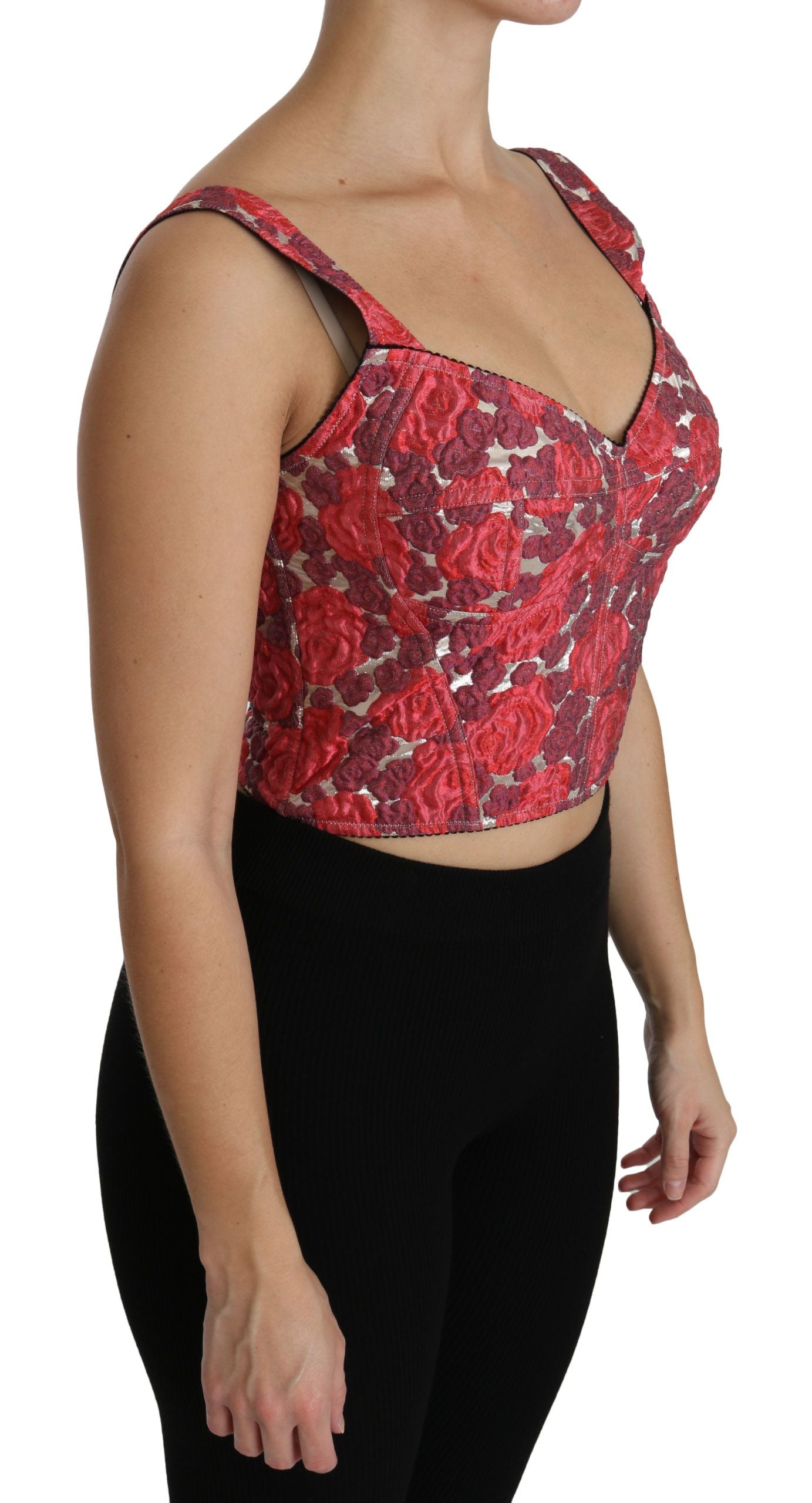 Elegante cropped top van bloemenbrokaat