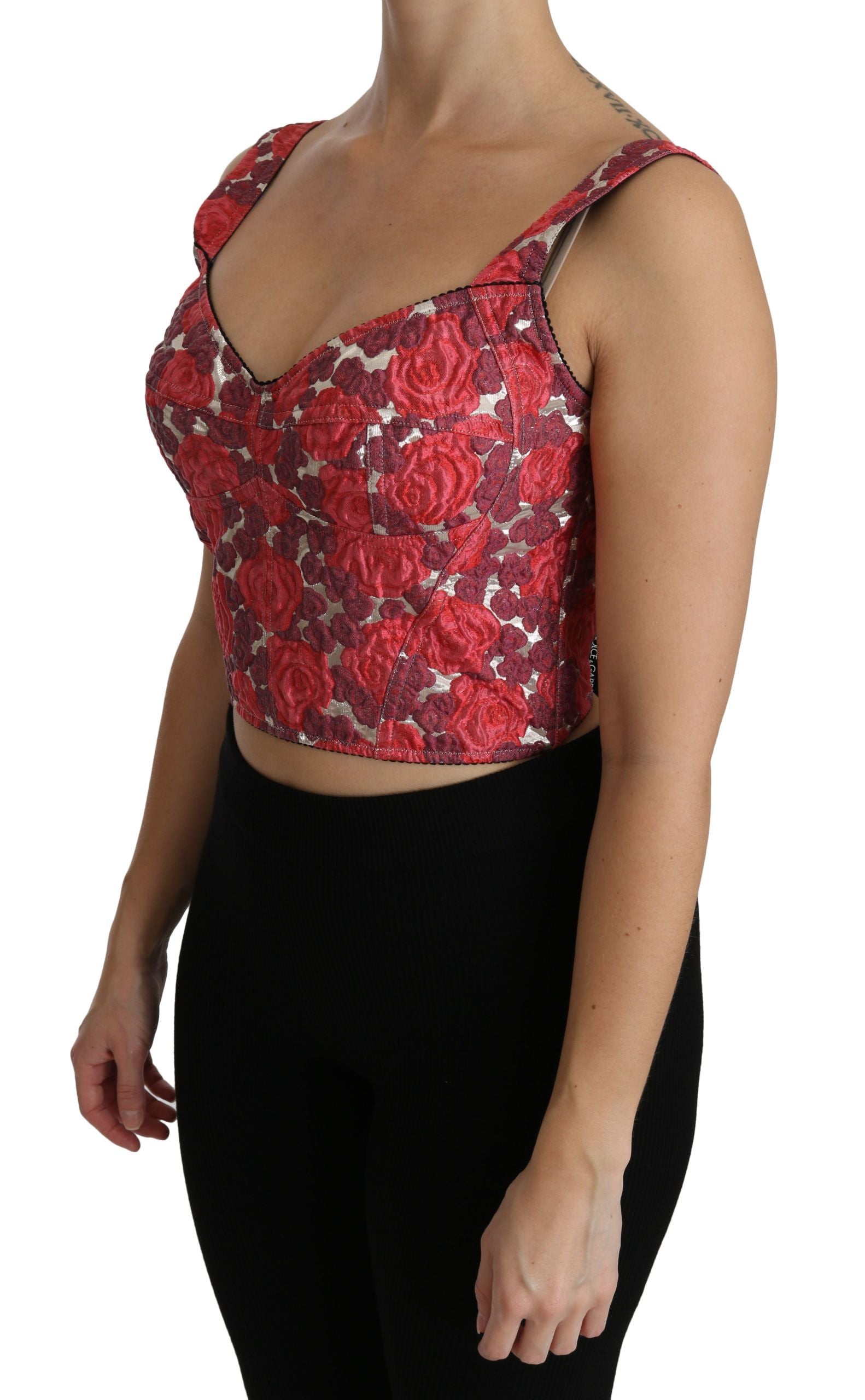 Elegante cropped top van bloemenbrokaat