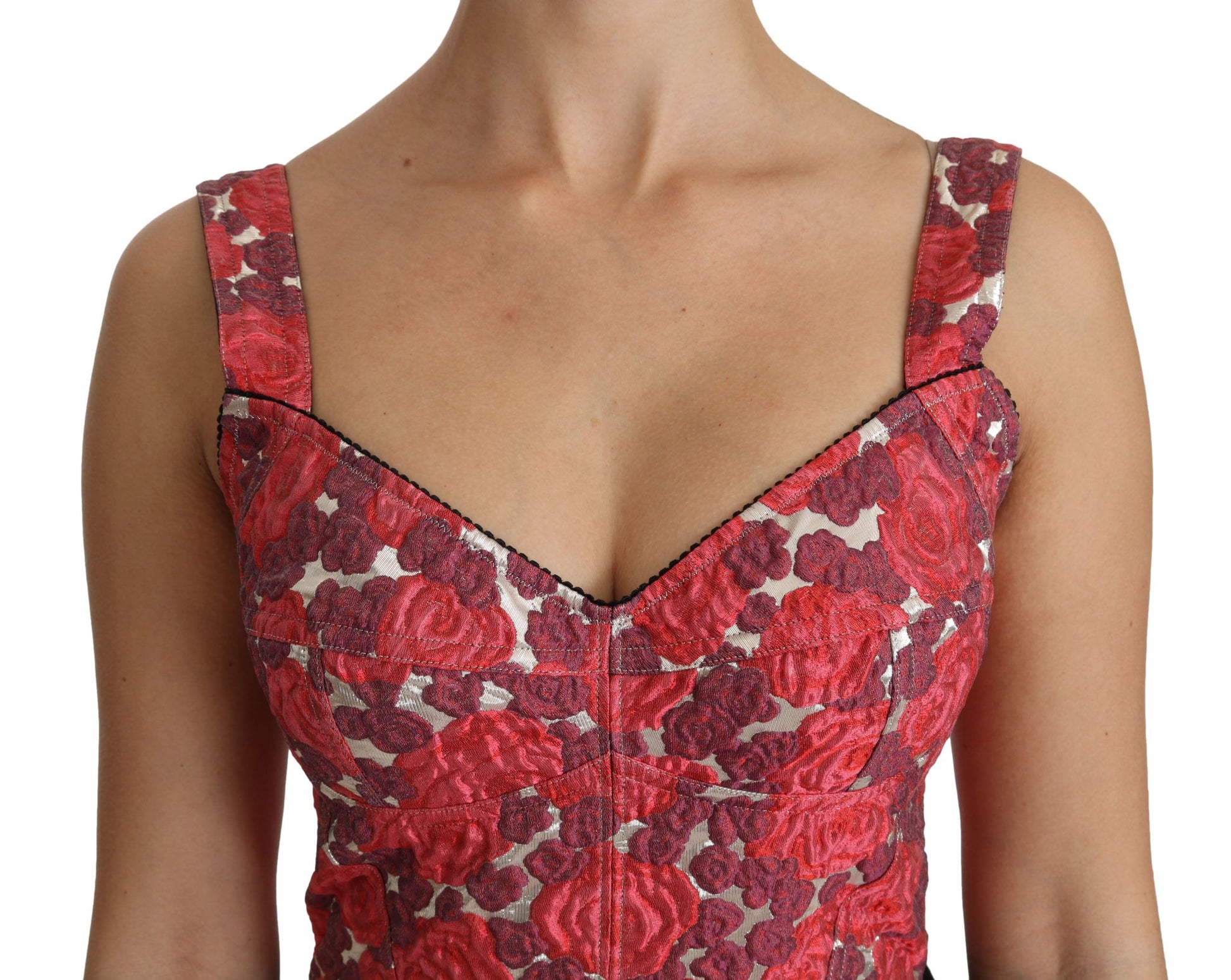 Elegante cropped top van bloemenbrokaat