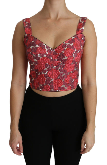 Elegante cropped top van bloemenbrokaat