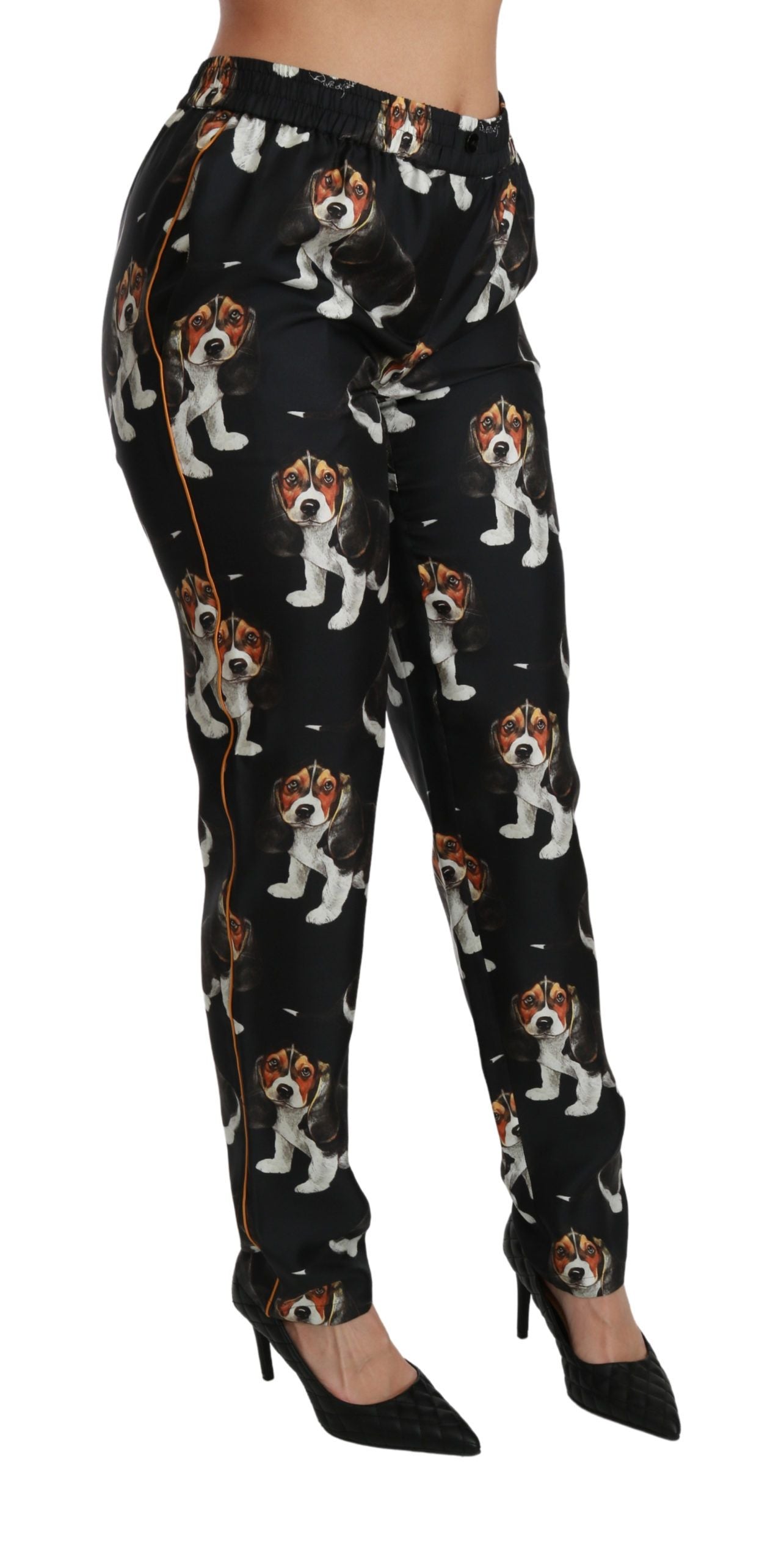 Elegante zijden puppy-hondenprintbroek