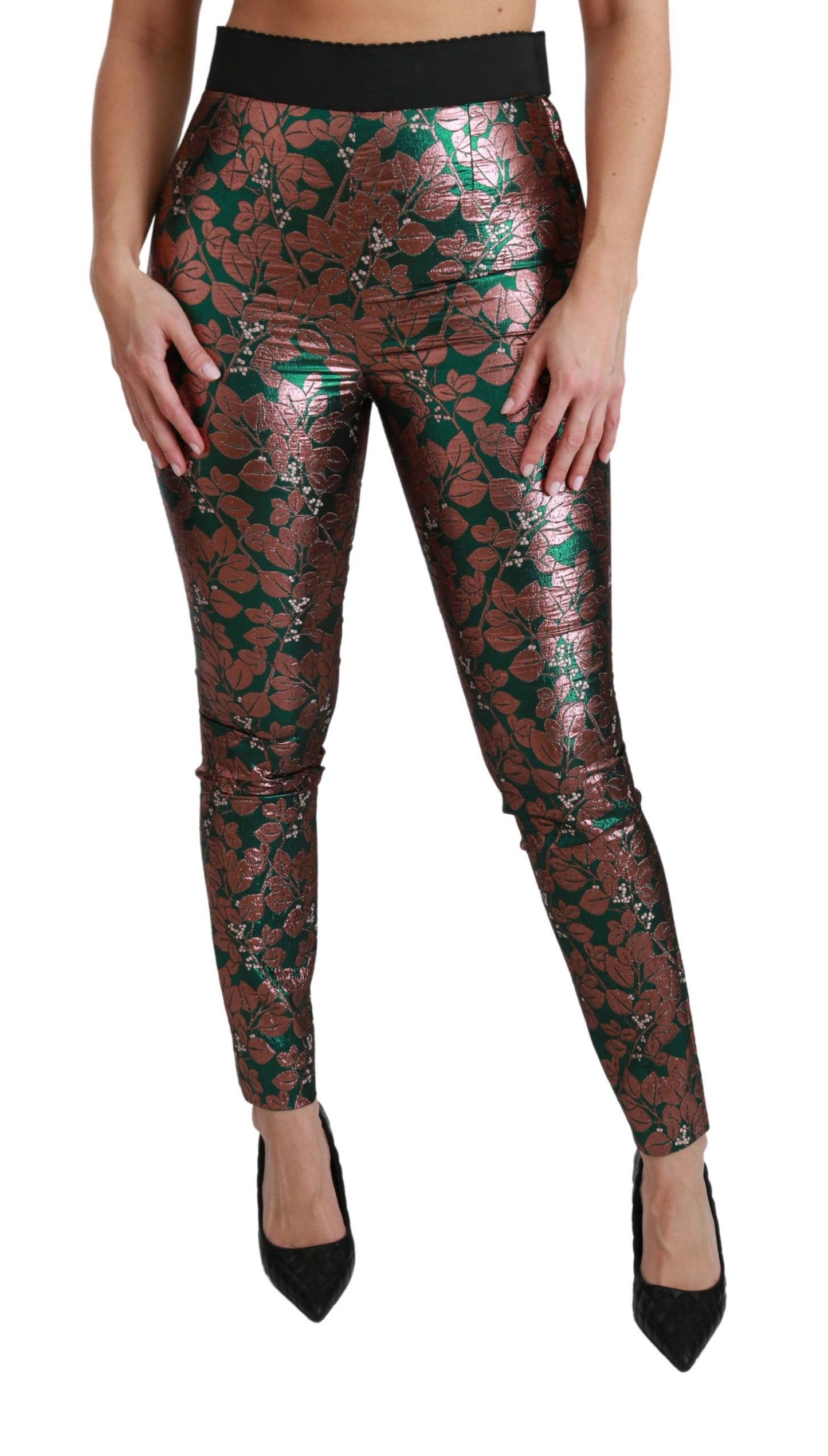 Elegante bronzen bladmetallic broek