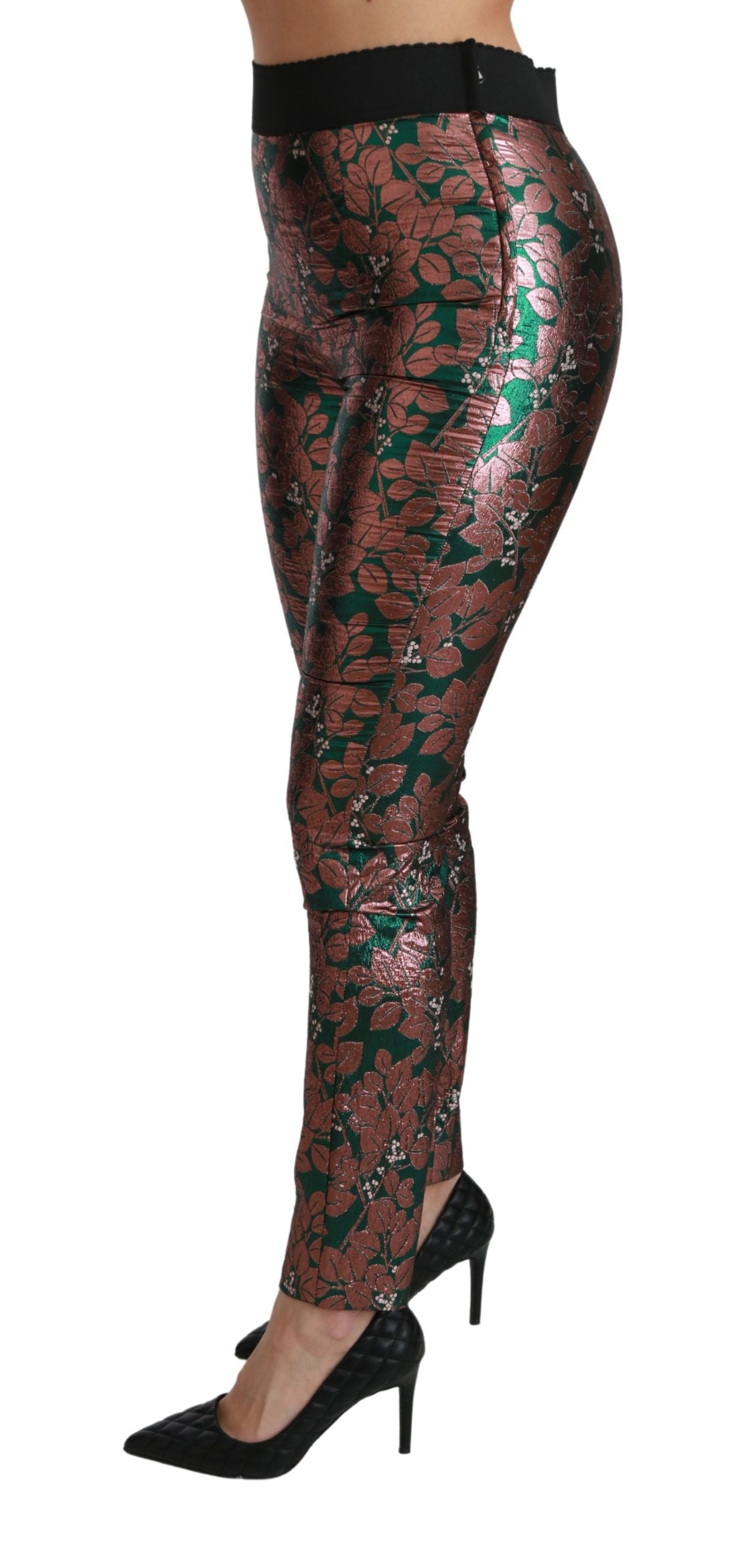 Elegante bronzen bladmetallic broek