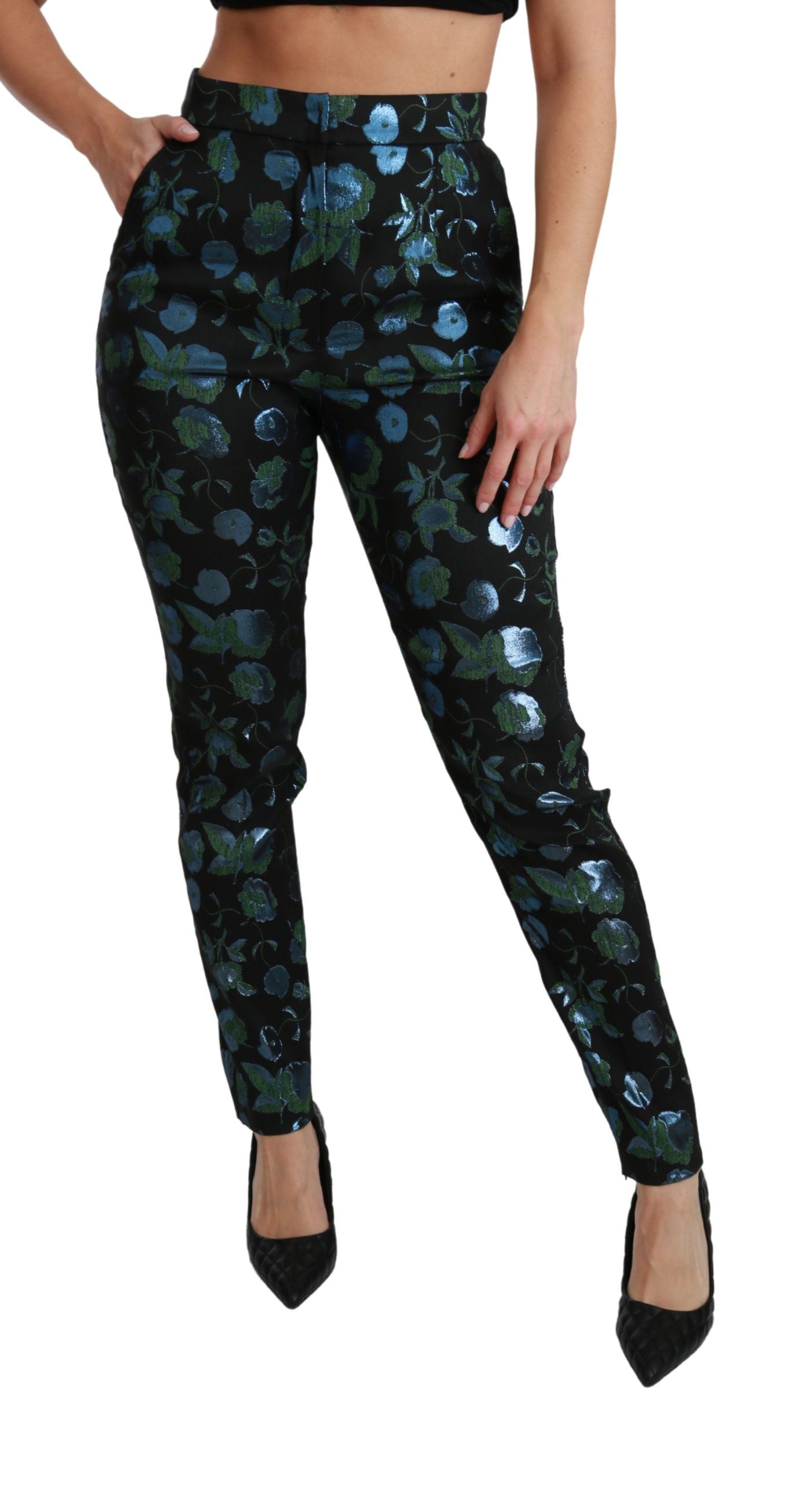 Bloemen High Waist Skinny Broek