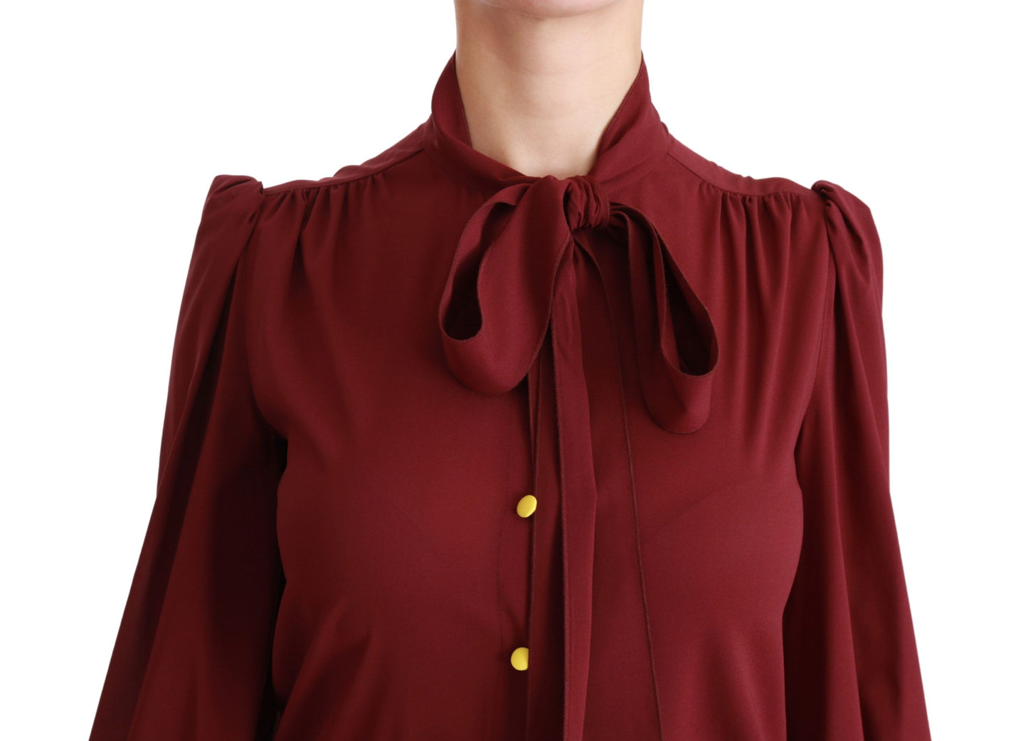 Elegante kastanjebruine zijden mix poloblouse