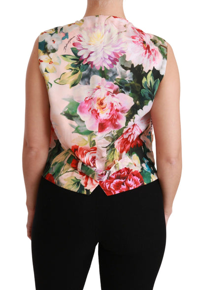 Multicolor Brocade Floral Sleeveless Vest